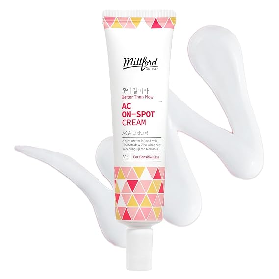 AC On-Spot Cream 30g/1.05 Oz, Zinc Oxide 10%, Niacinamide 2% for Active Skin Repair, Acne Spot Treatment for Face, Blemish Care, Dark Spot, Korean Skincare for Sensitive & Acne-Prone Skin
