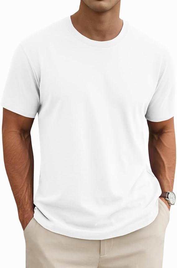 MAGNIVIT Men's Cotton T Shirt Short Sleeve Breathable Basic Casual Tops | 6.7 oz. combed cotton, breathable soft and comfortable, tag-free lay-flat collar, classic design for casual everyday wear