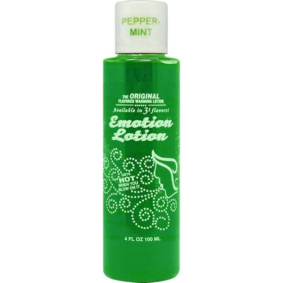 Edible Water Basesd Original Flavored Warming Massage Oil PEPPERMINT by Emotion Lotion 4oz by Emotion Lotion