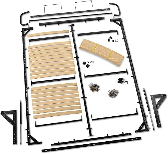 Rockler I-Semble Piston Lift Mechanism Full Size Murphy Bed Hardware Kits - Vertical Mount Bed Frame Hardware Kit w/Cambered Wood Slats, Metal Legs & More - Fits Standard Mattresses up to 10 Thick