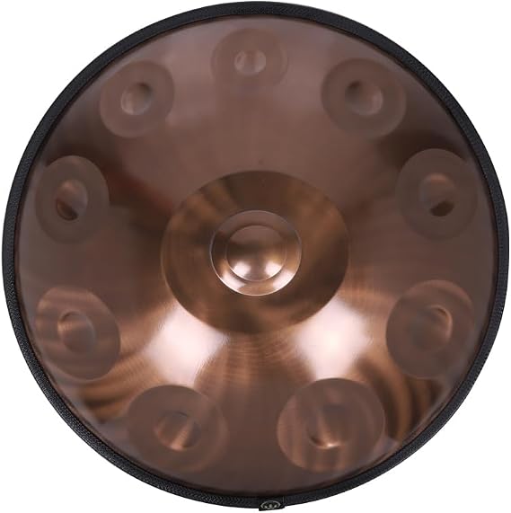 22-Inch 10-Note Handpan Drum D Kurd 440Hz Nitrided Steel Handcrafted & Hand-Tuned Set with Bag, Stand, Mallets & Cleaning Cloth