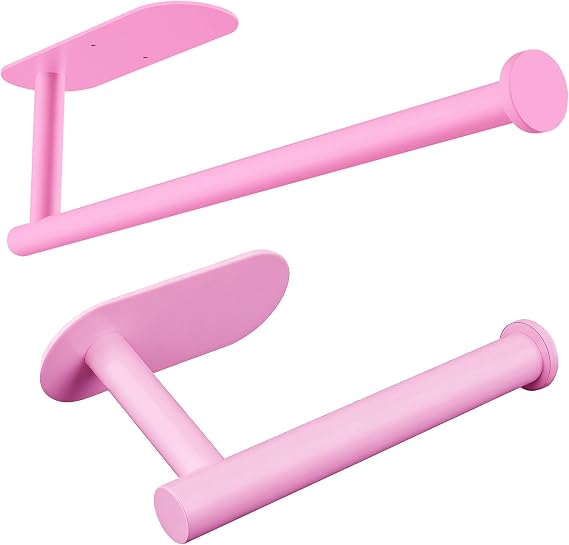 2 PCS Pink Kitchen Bathroom Hardware Set Stainless Steel-Include Paper Towel Holder, Toilet Paper Holder Kitchen Bathroom Accessories Set
