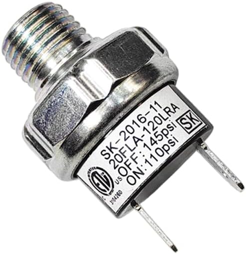 Air Pressure Switch 110-145 PSI Tank Mount Type Thread 1/4" NPT 12V 24V DC Air Compressor Pressure Switch for Air Train Horn 110-145 1/4 inch