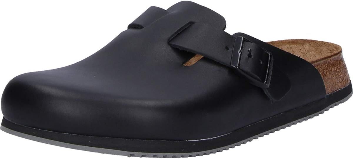 Birkenstock Unisex Professional Boston Super Grip Leather Slip Resistant Work Shoe,Black 10-10.5 Men