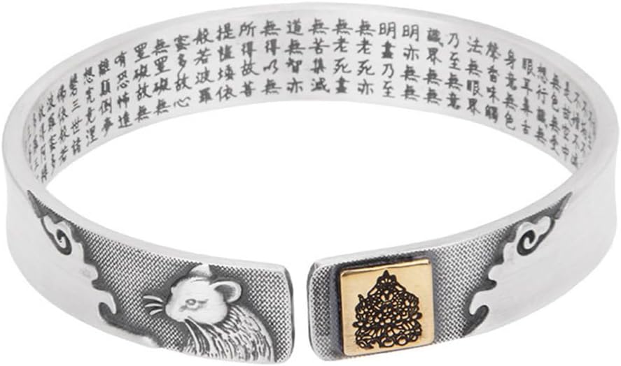 PAMTIER Chinese Zodiac Sign Bracelets for Men Women Open Stainless Steel