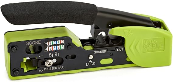 trueCABLE Crimp Tool for Pass Through RJ45 All-in-One Ethernet Tool: Crimp, Cut, Score - Works with Cat5e, Cat6, Cat6A Shielded and Unshielded Connectors