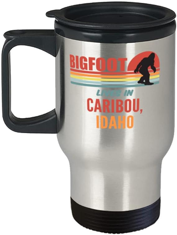 Bigfoot, Bigfoot Lives In Caribou Idaho Coffee Travel Mug