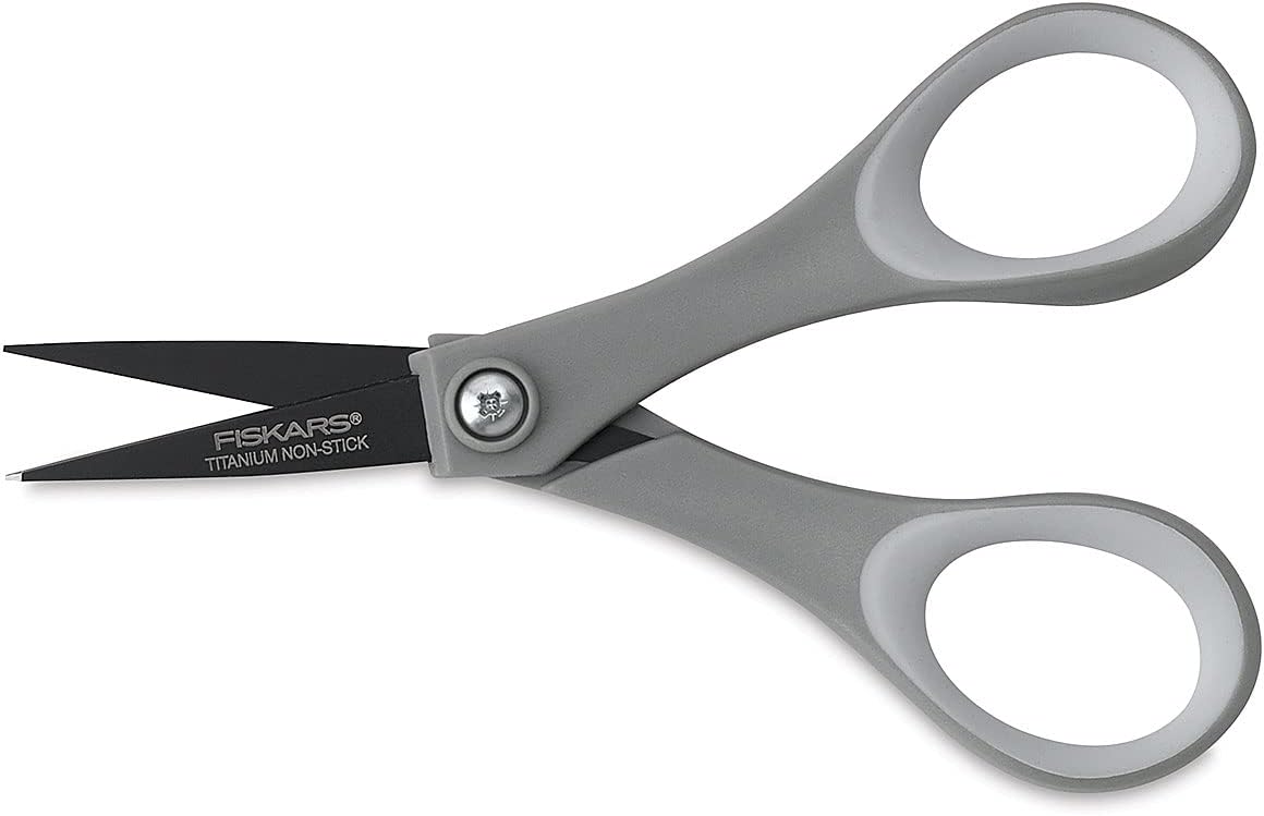 Fiskars 154110-1001 Non-stick Titanium Softgrip Detail Scissors, 5 Inch
