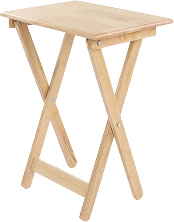 Wooden Classic TV Dinner Folding Tray Table Set with Storage Rack Snack Table
