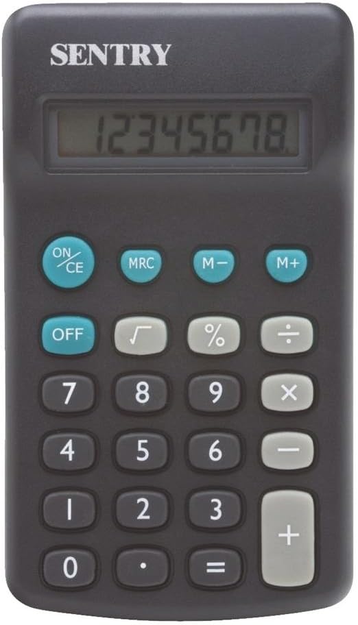 Sentry Industries Inc. Dual-Power Calculator (CA338), Black