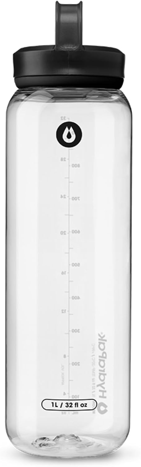 HydraPak Recon Clip & Carry - Wide Mouth Recycled Plastic Water Bottle 24oz or 32oz - Eco Friendly, BPA Free, Tethered Cap