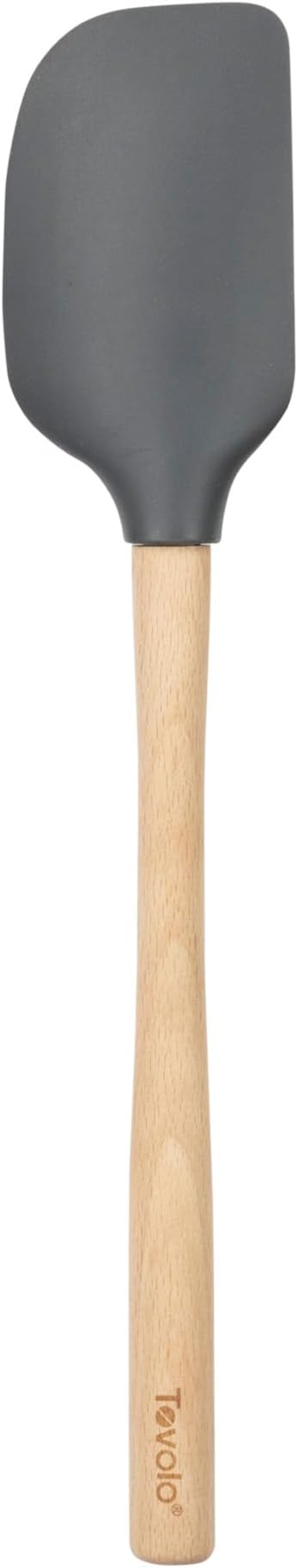 Tovolo 81-15647C Flex-Core Wood Handled Silicone Spatula, Non-Stick Heat-Resistant, BPA-Free, Dishwasher-Safe with Removable Angled Head, Charcoal