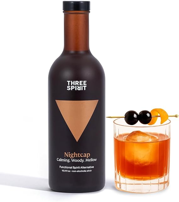 Three Spirit Non-Alcoholic Alternative Spirit - The Nightcap, 50cl | Alt-Whisky | Unwind & Chillout with Adaptogens, Valerian, Hops & Lemon Balm | Award Winning Active Botanical Gluten Free & Vegan