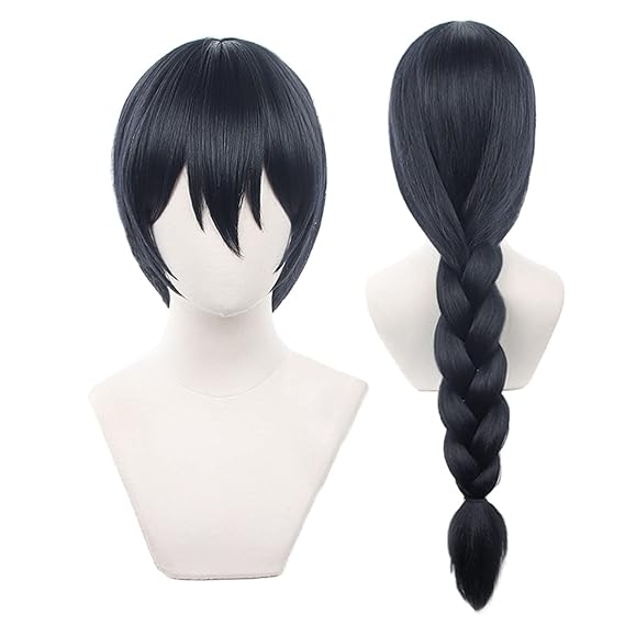 XiongXiongLe Anime Halloween Black Long Braids Costume Hairs Replacement Wig for Adult Cos Role Playing Daily Party Halloween Christmas Comic