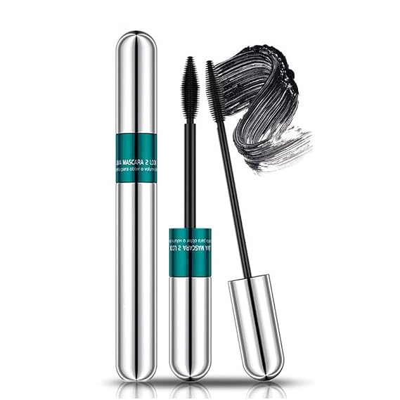 Waterproof Double-end 4D Curling Mascara - 2-in-1 Volumizing & Lengthening, No Clumping, Long-Lasting Smudge Proof Black Makeup with Extensions