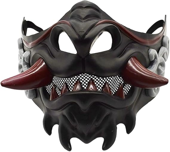 Samurai Oni Half Face Masks Plastics Hannya Mask Japanese Mask for Halloween Costume Cosplay Party Props
