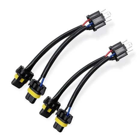 2Pcs one H4 Male to 9005 9006 Two Female LED Wiring Harness Socket Adapter 2 Way Splitter Wires for Car Automotive Truck Headlights LED Cable Plug (H4 Male to 9005 9006 2 Females)
