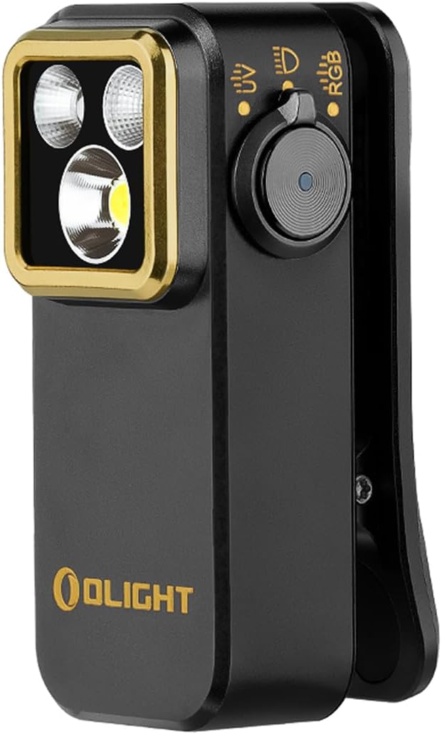 OLIGHT Oclip Pro S LED Light, Clip Light, Running, Flashlight, Small, 5 Light Sources, 600 Lumens, Lightweight, USB-C Rechargeable, Outdoors, Mountain Climbing, Dog Walking, Hiking, Inspection, Resin, Pet Urine Detection Black