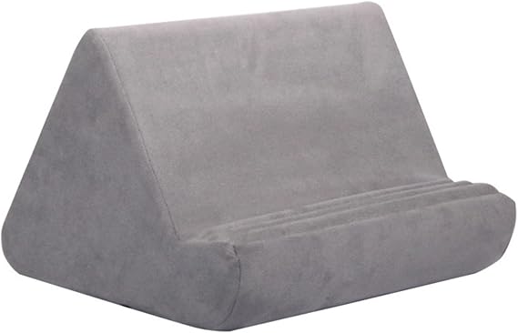 Tablet Pillow Stand, Multi-Angle Tablet Stand with Soft Pad Cushion,Universal Phone and Pad Holder for Lap, Knee, Sofa and Bed, Compatible with iPad, Kindle, E-Reader, Phones (Grey)