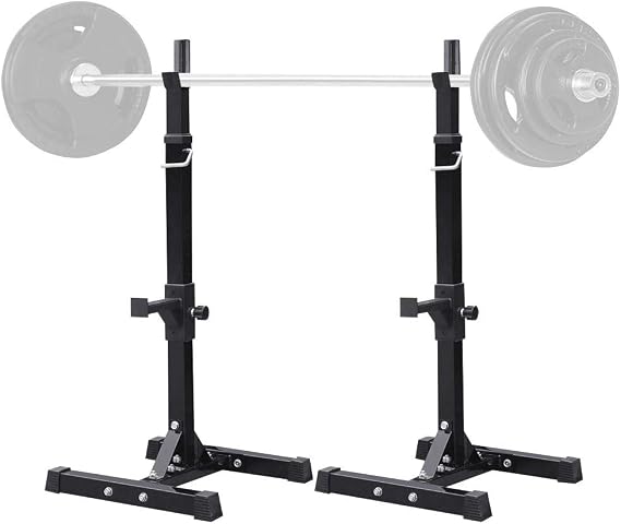Topeakmart 45-70.5in Adjustable Squat Rack Dipping Station Barbell Rack Dip Stand Fitness Bench Press Equipment Home & Gym