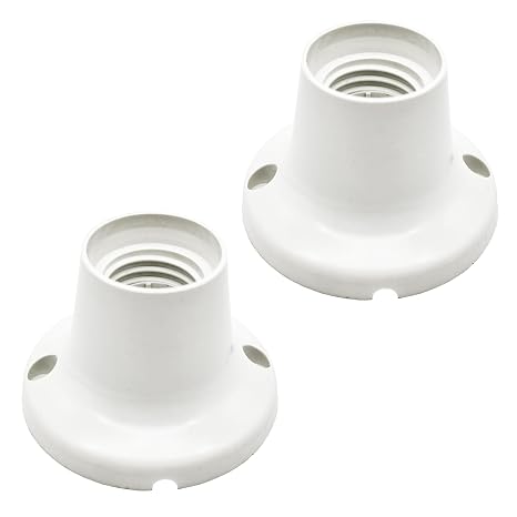 E27 Lamp Holder Socket 2 Pack - Universal Edison Screw Bulb Base with Brass Contacts,Easy Mount for Ceiling/Wall Light Fixture