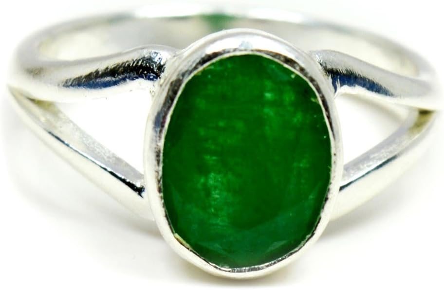 55Carat Natural Emerald Silver Ring for Men 6 Carat Oval Shape Birthstone Size 5,6,7,8,9,10,11,12,13