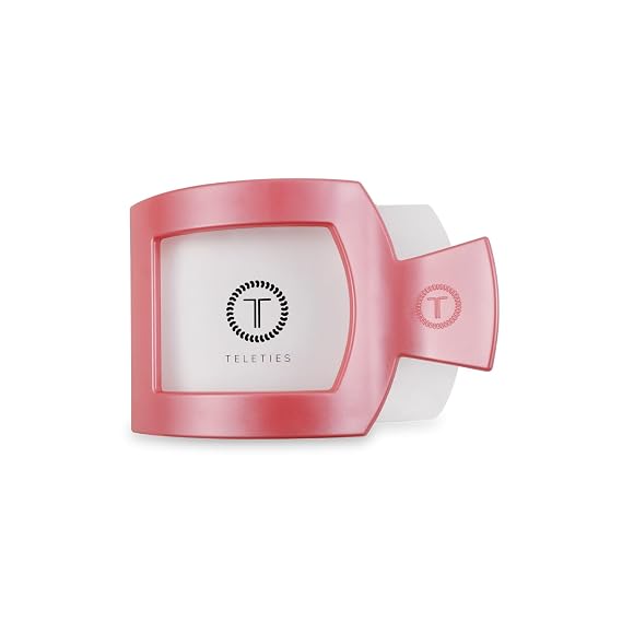 TELETIES - Medium Flat Square Clip - For Lying Down, Yoga, Driving & More - Strong Grip, Bendable Teeth, Comfortable Curved Design - Ideal for Medium Hair - Spring Collection - Calming Coral