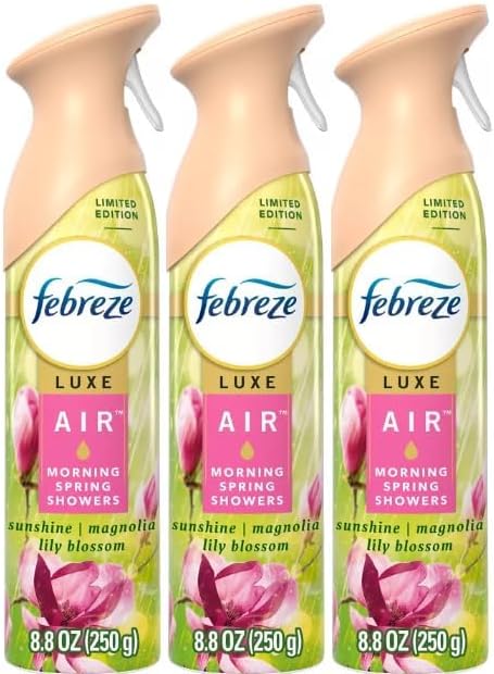F.e.br.e.z.e Luxe Air Mist, Morning Spring Showers Scent, Odor-Fighting Air Freshener, 8.1 oz 3 count