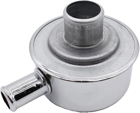Chrome Round Push In Style Valve Cover Breather with Vent Tube Compatible for 1-1/4" Hole Valve Cover