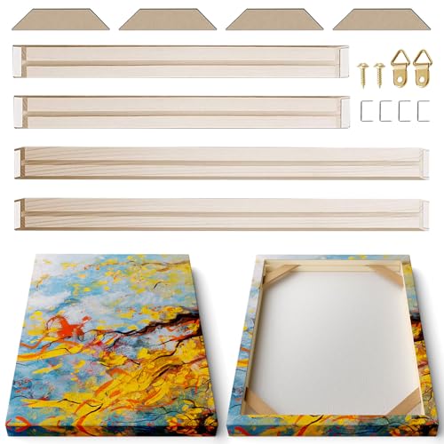 4pcs DIY Wooden Canvas Stretcher Bars Canvas Frame Kit for Gallery Wraps Sturdy Solid Wood Bars for Oil Paintings, Gallery, Posters, Diamond Painting, Home Studio Wall Decor