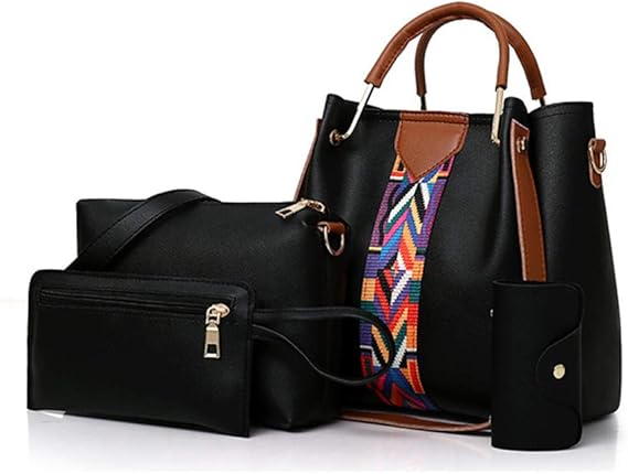Women Handbag Set 4 in 1 Soft PU Leather Top Handle Bag, Tote Bag, Shoulder Bags Crossbody Bag Wallet Purse Set