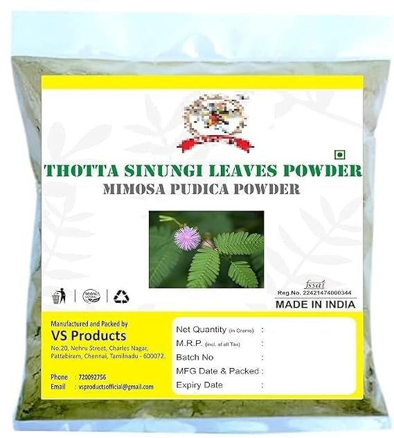 PUB Thotta Sinungi Leaves Powder, 300g, Mimosa Pudica Powder, Mudatha Damara, Lajalu, Muttidare Muni, Thottavadi, Ajalikalika, Sleepy Plant Powder, pack of 3 x 100g