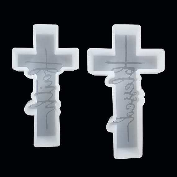 (More Styles Optional) Fuehbur Faith Cross and Blessed Cross Shape Car-Freshie Silicone Molds Set, Epoxy Resin Pendant Candle Moulds, 2PCS