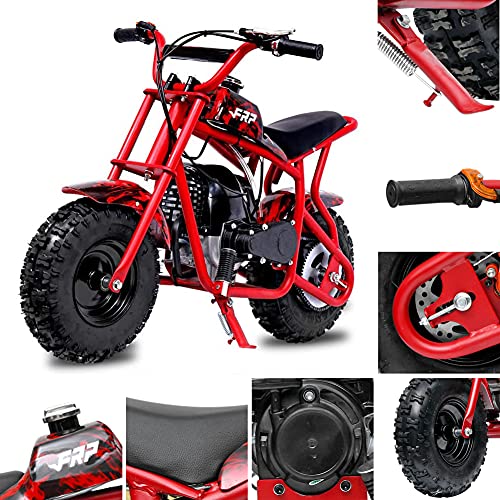 FRP DB003 40CC 4-Stroke Kids Dirt Off Road Mini Kids Gas Dirt Bike Motorcycle for Kids Gas Kids Gas Bike, EPA Approved Gas Powered Trail Mini Bike Dirt Bikes Up to 27mi- Ultra Edition Red Flame