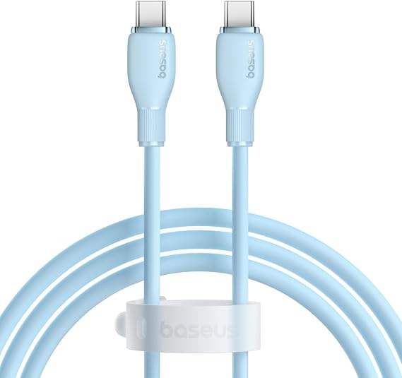 Type-C to Type-C Cable 100W with Baseus Pudding Fast Charging Feature, 1.2 Meters, Blue