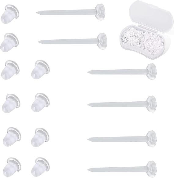 Nkwuire Plastic Earrings, 200 PCS Invisible Clear Post Studs for Sports, Work - Flat Silicone Rubber