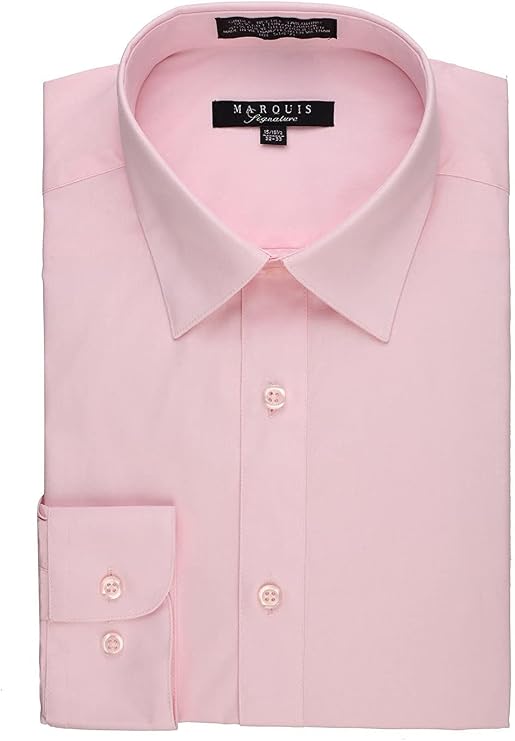 Marquis Men's Regular Fit Long Sleeve Wrinkle-Resistant Cotton Blend Solid Dress Shirt - Including Big and Tall