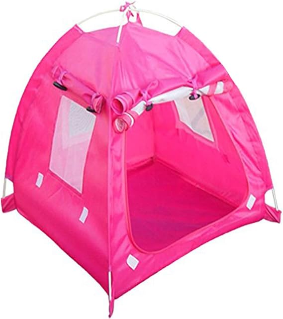 Breathable Washable Pet Puppy Kennel Dog Cat Folding Indoor Outdoor House Bed Tent (Rose Red,L)