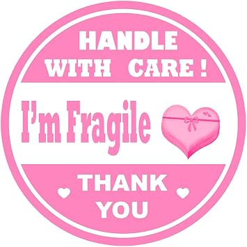 Pink Fragile Stickers Im Fragile Box Labels, 1.5 Inch Round Thank You Sticker,Fragile Shipping Sticker for Personal Gift Bag, Small Business,mailing Packages and Box500 Pcs