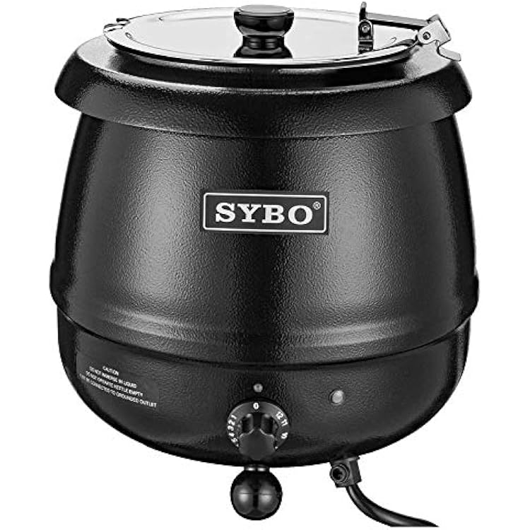 SYBO SB-6000 Commercial Grade Soup Kettle with Hinged Lid and Detachable Stainless Steel Insert Pot for Restaurant and Big Family, 10.5 Quarts, Black