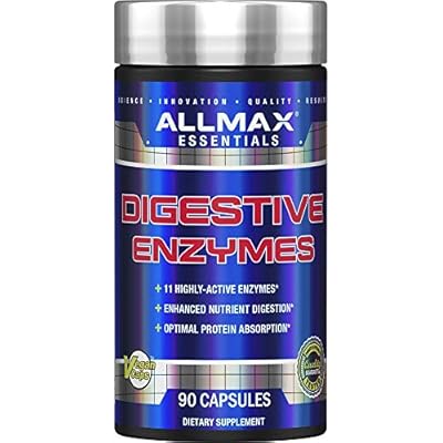 ALLMAX Digestive ENZYMES - 90 Capsules - Supports Enhanced Nutrient Digestion & Optimal Protein Absorption - with 11 Highly Active Enzymes - 90 Servings
