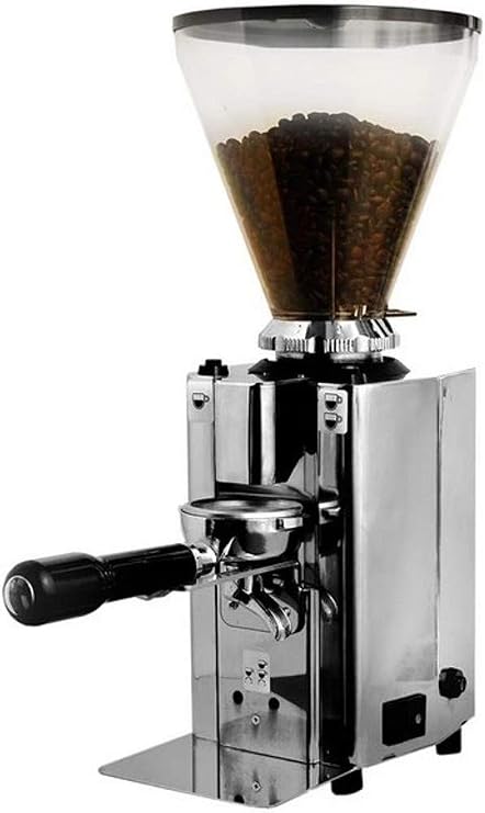 Obel 902M Junior On-Demand Commercial Electronic Coffee Grinder, 50mm Flat Burrs, Over 30 Grind Settings, Stainless Steel Case, Portafilter Support, 75 lb. Commercial Hopper, 8.8 Ounce Hopper