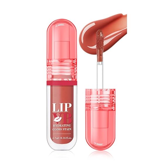 LIP VB Hydrating Gloss Stain Lip Tint Gloss with 12HR Hydration Long-Lasting Moisture & Shine, Smooth Lip Stain with Glossy Finish, Non-Sticky, Rich Color for All Skin Tones