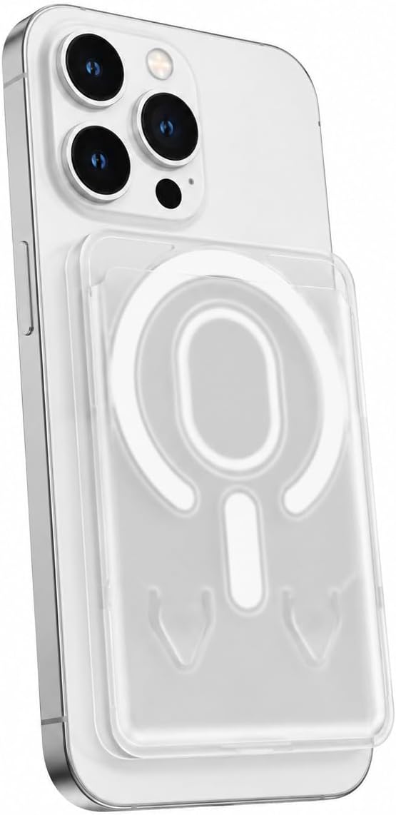 Coverzone iPhone için MagSafe ile Uyumlu Transparan Kart, Manyetik Kartlık, Süper Yapışma ve Sağlam Tutuş, Kompakt ve Şık TaŞeffafm Şeffaf