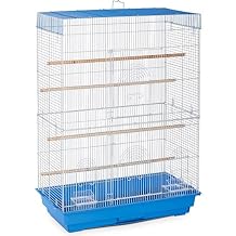 Prevue Pet Products Tall Flight Bird Cage - Large Metal Birdcage for Parakeets, Cockatiels, Conures, Lovebirds, Finches, and Canaries, Stand Alone Cage, Blue & White