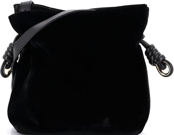 Pre-Loved Flamenco Knot Bag Velvet Small, Black