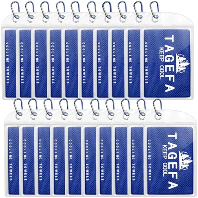 Cooling Towels 20 Pack, 40x 12 Cooling Rags Neck Wraps for Sports with Carrying Pouch, Gym Cooling Neck Towels for Hor Weather, Sweat, Fitness, Travel