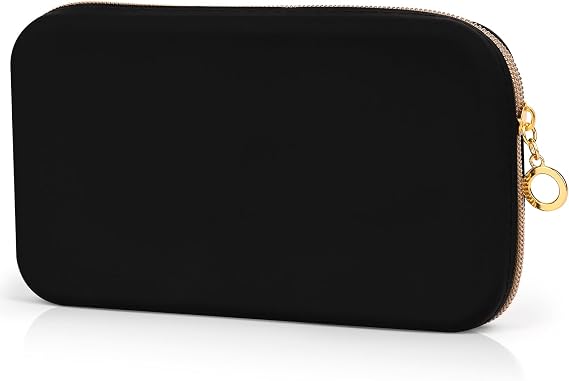 Sakolla Zipper Makeup Brushes Bag For Travel, Make Up Brushes Pouch Case for Makeup Tools, Large Silicone Makeup Brush Holder for Daily Work (Black)