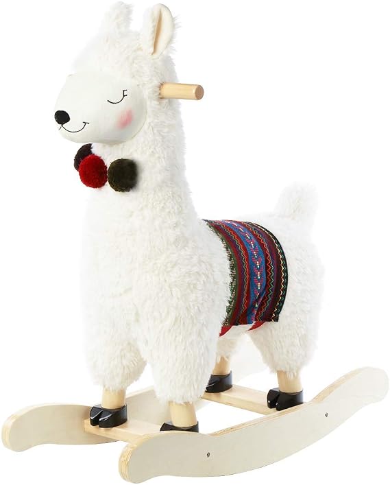 labebe Children's Rocking Horse Plush Stuffed Toy Rocking Chair Toy Alpaca Rocker