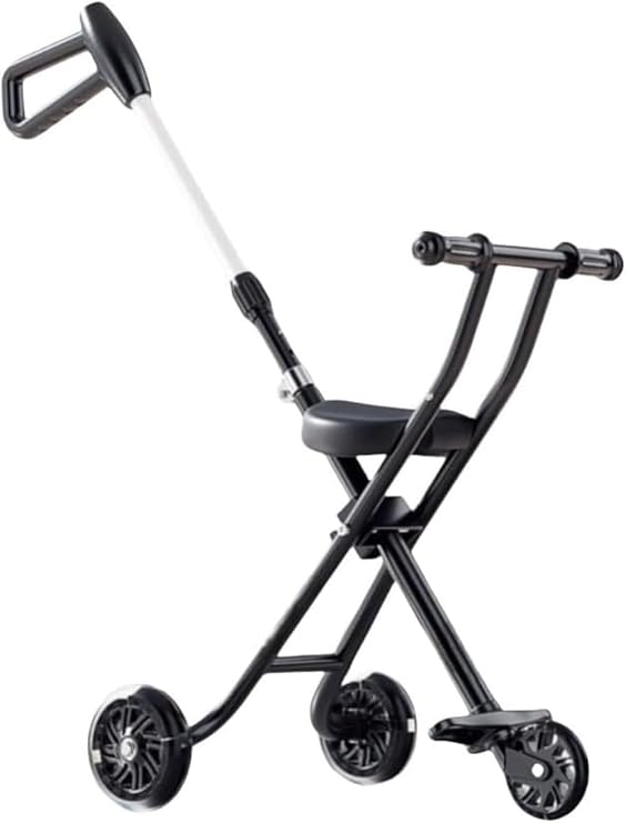 Outdoor Stroller, Plastic Parts and Aluminum Components, Complete Set, Baby Stroller, Baby Tricycle, Simple, Lightweight, Buggy, Lightweight, Compact Tricycle Naked Bike, Black